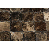 Emperador Dark Spanish Marble Lantern (Arabesque) Polished Mosaic Tile - TILE AND MOSAIC DEPOT