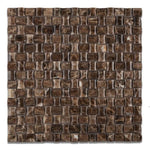 Emperador Dark Marble 3D Pillow Polished Mosaic Tile.