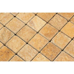 Gold Travertine 1x1 Tumbled Mosaic Tile - TILE AND MOSAIC DEPOT