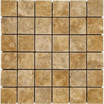 Gold Travertine 2x2 Tumbled Mosaic Tile - TILE AND MOSAIC DEPOT