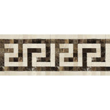 Crema Marfil Polished Marble Greek Key Border (Crema Marfil + Emp. Dark).