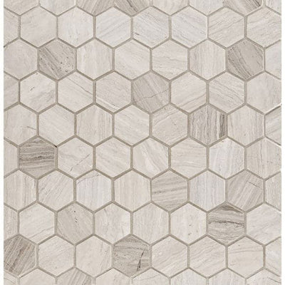 Haisa Light (White Oak) Marble 2x2 Hexagon Honed Mosaic Tile - TILE AND MOSAIC DEPOT