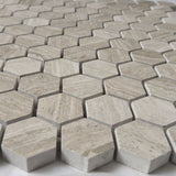 Haisa Light (White Oak) Marble 1x1 Hexagon Honed Mosaic Tile - TILE AND MOSAIC DEPOT