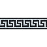 Bianco Carrara Honed Marble Greek Key Border (Carrara w/ Black).