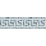 Bianco Carrara Honed Marble Greek Key Border (Carrara w/ Blue-Gray).