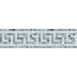 Bianco Carrara Honed Marble Greek Key Border (Carrara w/ Blue-Gray).