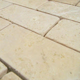 Ivory Travertine 2x4 Tumbled Mosaic Tile - TILE AND MOSAIC DEPOT