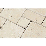 Ivory Travertine Mini Pattern Tumbled Mosaic Tile - TILE AND MOSAIC DEPOT