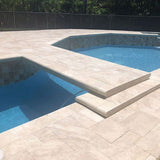 Ivory Travertine 16x24 5cm Tumbled Pool Coping - TILE AND MOSAIC DEPOT