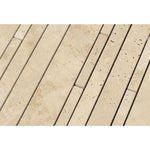 Ivory Travertine Random Insert Honed Mosaic Tile - TILE AND MOSAIC DEPOT