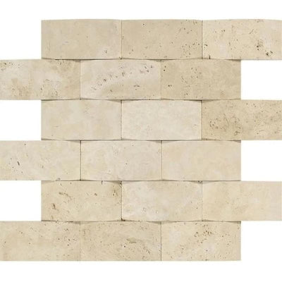 Ivory Travertine 2x4 Wavy Mosaic Tile - TILE AND MOSAIC DEPOT