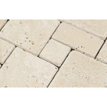 Ivory Travertine Mini Opus Pattern Tumbled Mosaic Tile - TILE AND MOSAIC DEPOT