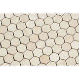 Crema Marfil Marble 1x1 Hexagon Honed Mosaic Tile - TILE AND MOSAIC DEPOT