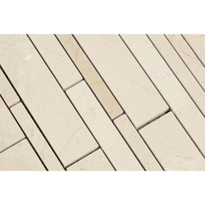 Crema Marfil Marble Random Insert Strip Polished Mosaic Tile - TILE AND MOSAIC DEPOT