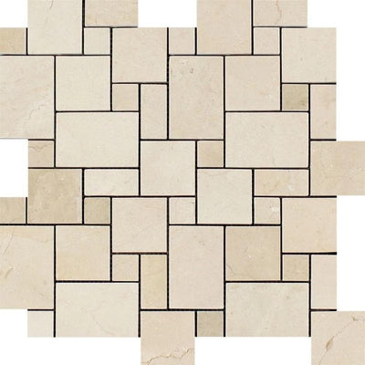 Crema Marfil Marble Micro Mini Pattern Polished Mosaic Tile - TILE & MOSAIC DEPOT