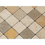 Mixed Travertine 2x2 Tumbled Mosaic Tile - TILE AND MOSAIC DEPOT