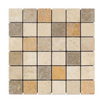 Mixed Travertine 2x2 Tumbled Mosaic Tile - TILE AND MOSAIC DEPOT