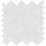 Mont Blanc White Marble 1x2 Herringbone Polished Mosaic Tile - TILE AND MOSAIC DEPOT