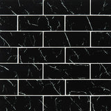 Nero Marquina 3x9 Subway Glass Mosaic Tile - TILE AND MOSAIC DEPOT