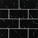 Nero Marquina 3x6 Subway Glass Mosaic Tile - TILE AND MOSAIC DEPOT