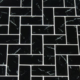 Nero Marquina 2x4 Herringbone Glass Mosaic Tile - TILE AND MOSAIC DEPOT