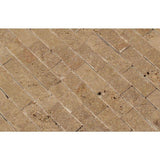 Noce Travertine 1x2 Split Face Mosaic Tile - TILE AND MOSAIC DEPOT