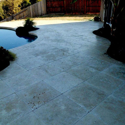 Noce Travertine 24x24 3cm Tumbled Paver - TILE & MOSAIC DEPOT