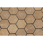 Noce Travertine 2x2 Hexagon Tumbled Mosaic Tile - TILE AND MOSAIC DEPOT