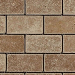 Noce Travertine 2x4 Tumbled Mosaic Tile - TILE AND MOSAIC DEPOT