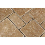 Noce Travertine Opus Mini Pattern Tumbled Mosaic Tile - TILE AND MOSAIC DEPOT