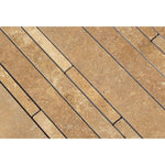 Noce Travertine Random Strip Honed Mosaic Tile - TILE AND MOSAIC DEPOT