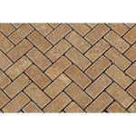 Noce Travertine 1x2 Herringbone Tumbled Mosaic Tile - TILE AND MOSAIC DEPOT