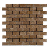 Noce Travertine 1x2 Tumbled Mosaic Tile - TILE AND MOSAIC DEPOT