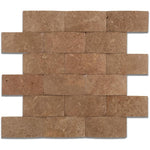 Noce Travertine 2x4 Wavy Honed Mosaic Tile - TILE AND MOSAIC DEPOT