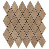 Noce Travertine 2x4 Tumbled Diamond Mosaic Tile - TILE AND MOSAIC DEPOT