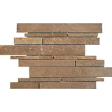 Noce Travertine Random Strip Honed Mosaic Tile - TILE AND MOSAIC DEPOT