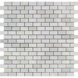 Asian Statuary (Oriental White) Marble Polished Mini Brick Mosaic Tile - TILE AND MOSAIC DEPOT