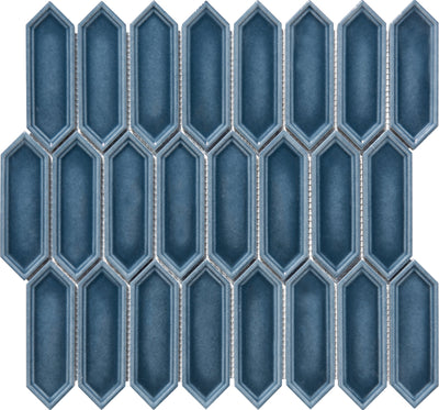 Indigo Blue Ivy Picket Glazed Porcelain Mosaic Tile - TILE & MOSAIC DEPOT