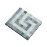 Bianco Carrara Honed Marble Greek Key Corner (Carrara w/ Blue-Gray).