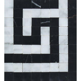 Bianco Carrara Honed Marble Greek Key Corner (Carrara w/ Black).