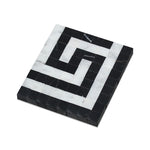 Bianco Carrara Honed Marble Greek Key Corner (Carrara w/ Black).