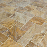 Scabos Travertine Unfilled Brushed and Chiseled Versailles Pattern Tile - TILE AND MOSAIC DEPOT