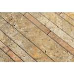 Scabos Travertine Random Strip Honed Mosaic Tile - TILE AND MOSAIC DEPOT