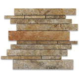 Scabos Travertine Random Strip Honed Mosaic Tile - TILE AND MOSAIC DEPOT