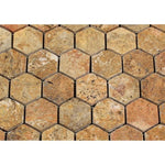 Scabos Travertine 2x2 Hexagon Tumbled Mosaic Tile - TILE & MOSAIC DEPOT