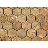 Scabos Travertine 2x2 Hexagon Tumbled Mosaic Tile - TILE & MOSAIC DEPOT