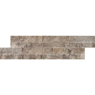 Silver Travertine 4.5x16 Split Face Mini Ledger Panel - TILE AND MOSAIC DEPOT