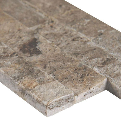 Silver Travertine 4.5x16 Split Face Mini Ledger Panel - TILE AND MOSAIC DEPOT