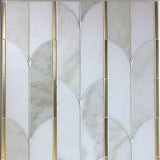 Thassos Cloud Nine Marble Brass Polished Mosaic Tile - TILE AND MOSAIC DEPOT