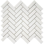 Thassos White Marble 1x3 Herringbone Honed Mosaic Tile - TILE AND MOSAIC DEPOT